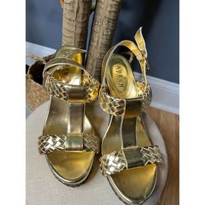 Lauren Ralph Lauren Gold Braided wedges